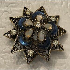 VINTAGE Brooch Star Celtic Templar Masonic Freemason Double 5 Point 1.5” Bronze